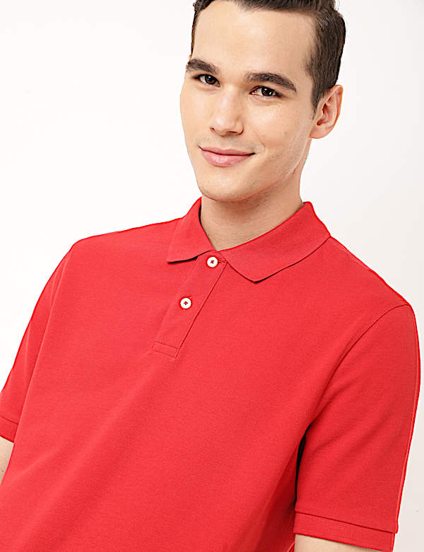 Pure Cotton Textured Polo Collar T-shirt