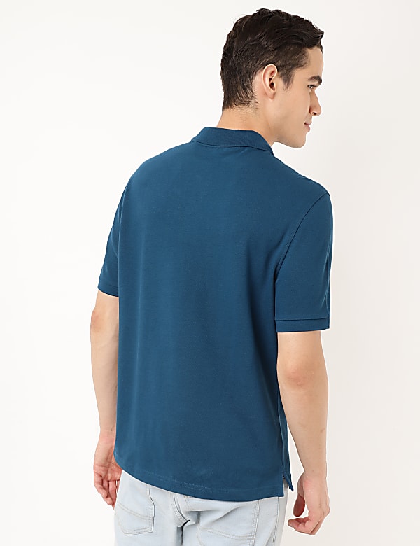 Pure Cotton Textured Polo Collar T-shirt