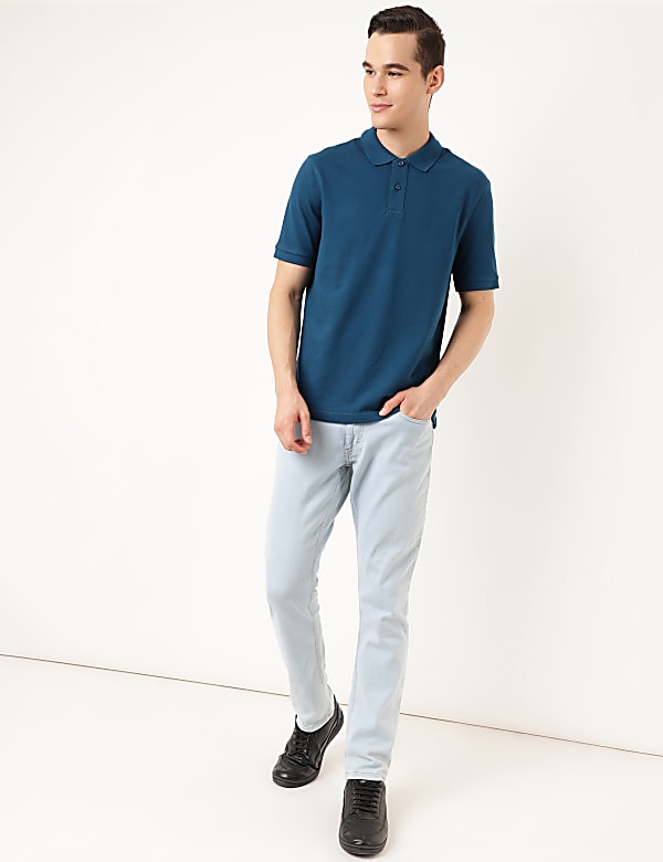 Pure Cotton Textured Polo Collar T-shirt