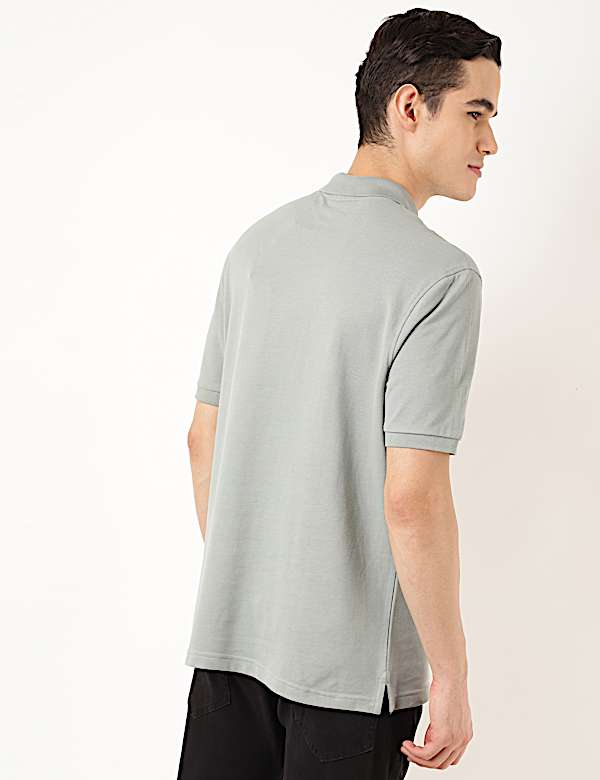 Pure Cotton Textured Polo Collar T-shirt