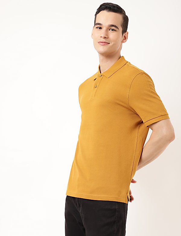 Pure Cotton Textured Polo Collar T-shirt