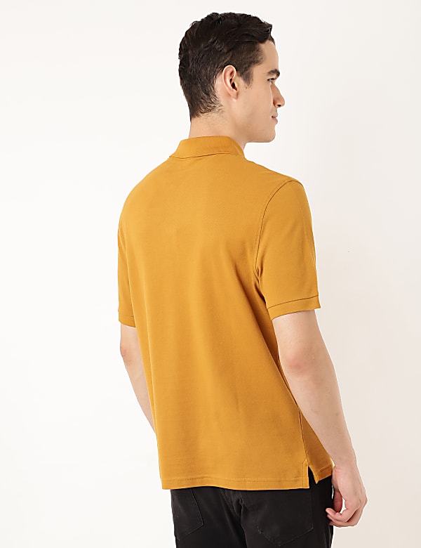 Pure Cotton Textured Polo Collar T-shirt