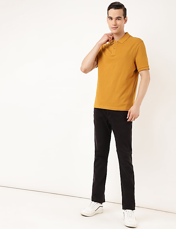 Pure Cotton Textured Polo Collar T-shirt