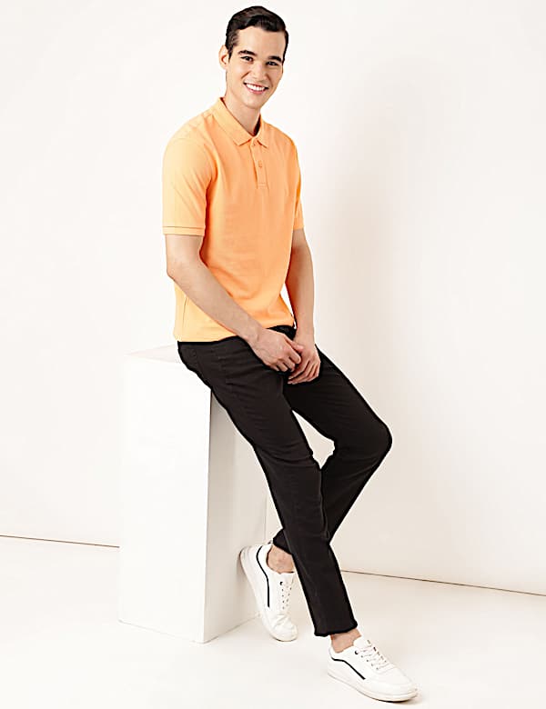 Pure Cotton Textured Polo Collar T-shirt