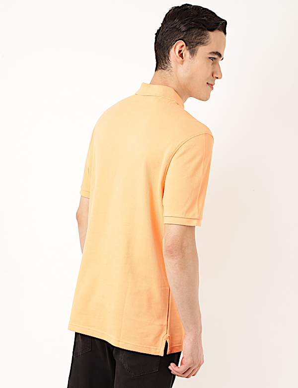 Pure Cotton Textured Polo Collar T-shirt