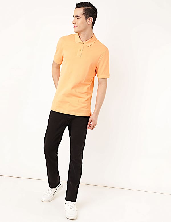 Pure Cotton Textured Polo Collar T-shirt