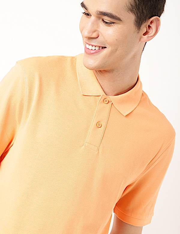 Pure Cotton Textured Polo Collar T-shirt