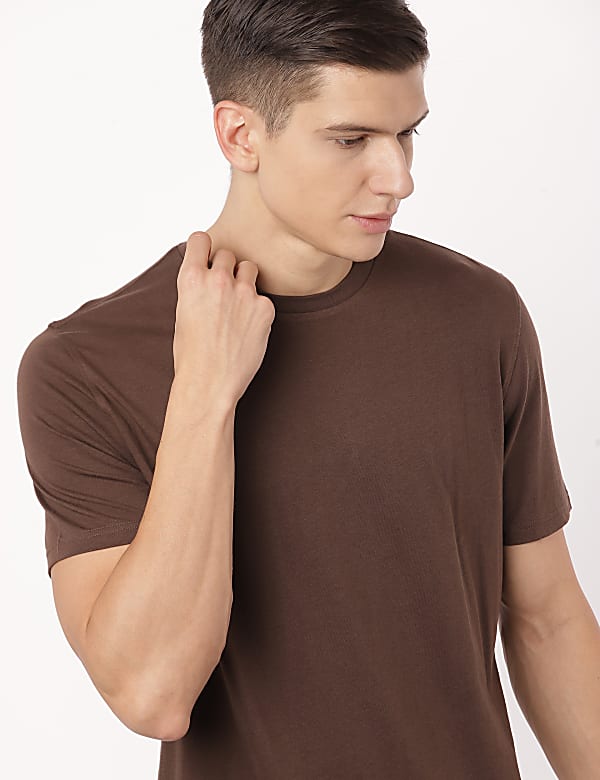 Pure Cotton Plain Round Neck T-Shirt