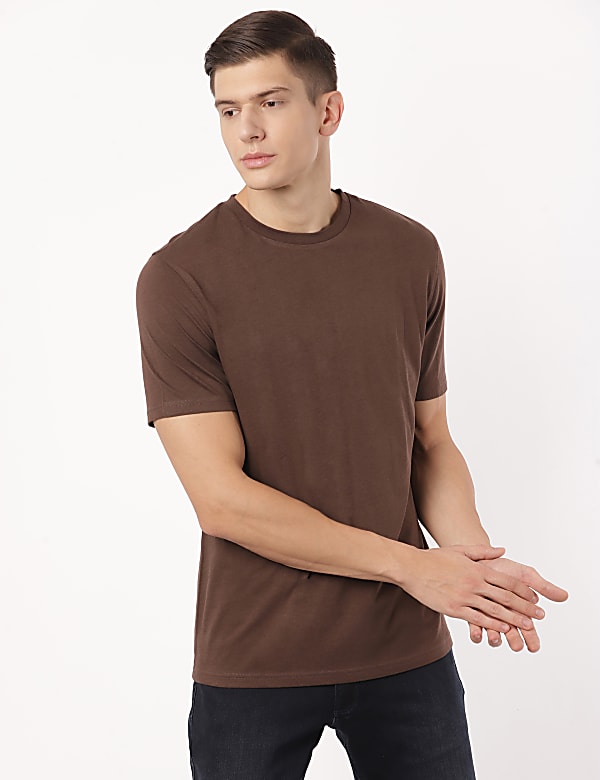 Pure Cotton Plain Round Neck T-Shirt