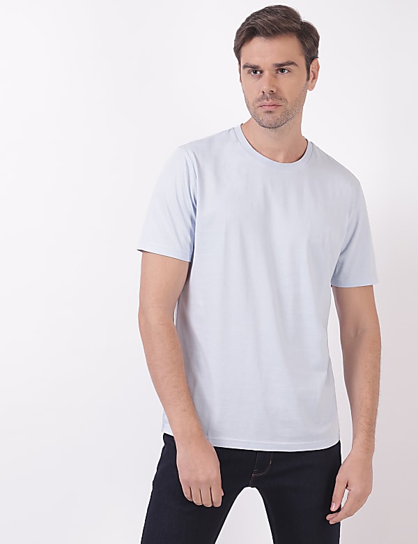 Pure Cotton Plain Round Neck T-Shirt