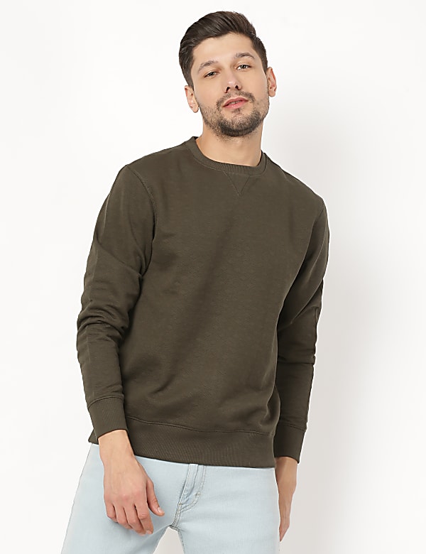 Self Design Round Neck Sweatshirt