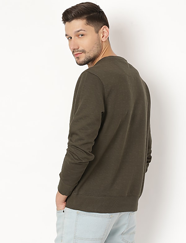 Self Design Round Neck Sweatshirt