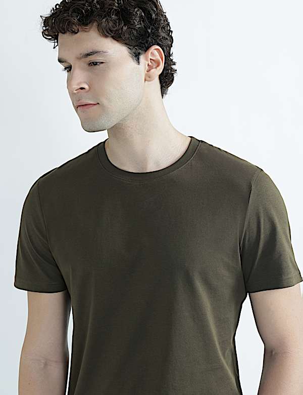 Pure Cotton Regular Fit Crew Neck T-Shirt