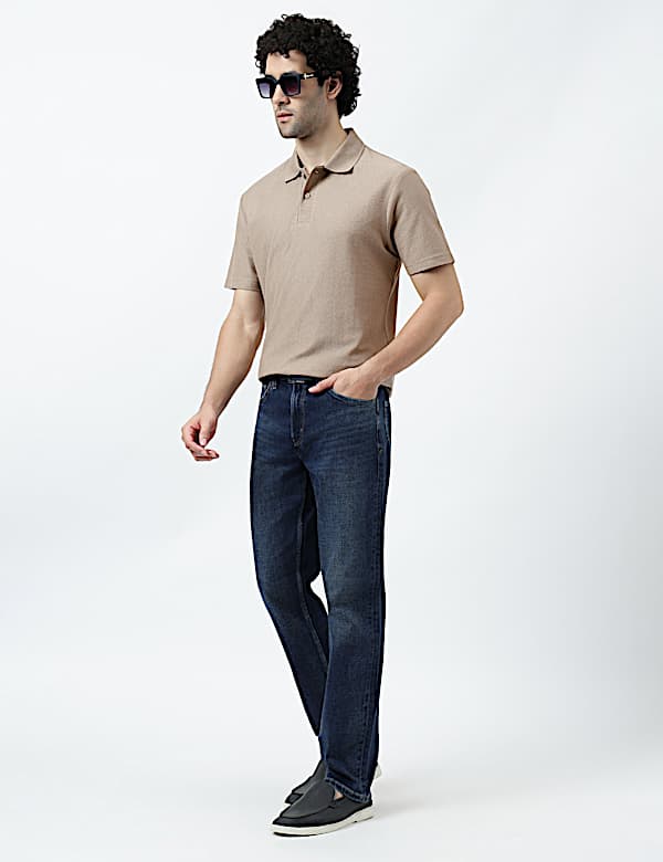 Pure Cotton Knitted Textured Polo T-Shirt