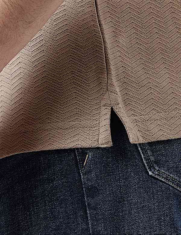 Pure Cotton Knitted Textured Polo T-Shirt