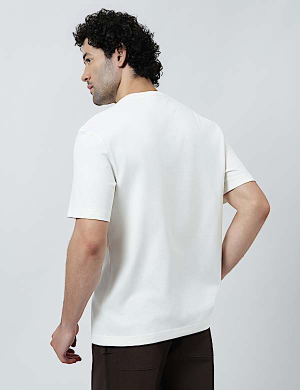 Pure Cotton Crew Neck Embroidered T-Shirt