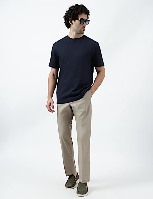 Pure Cotton Textured Crew Neck T-Shirt