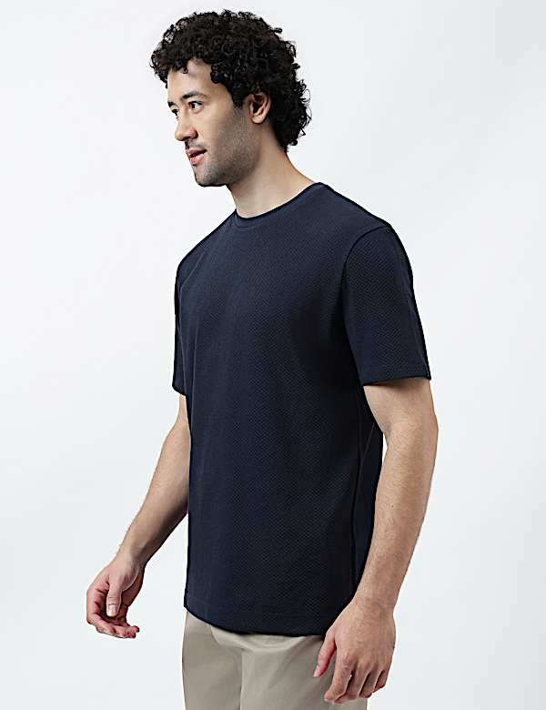 Pure Cotton Textured Crew Neck T-Shirt