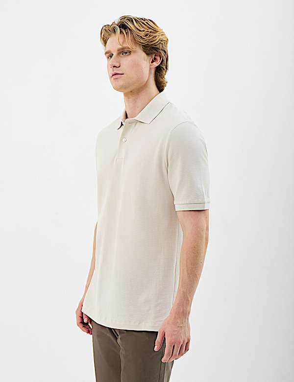Short Sleeve Popcorn Textured Polo T-Shirt
