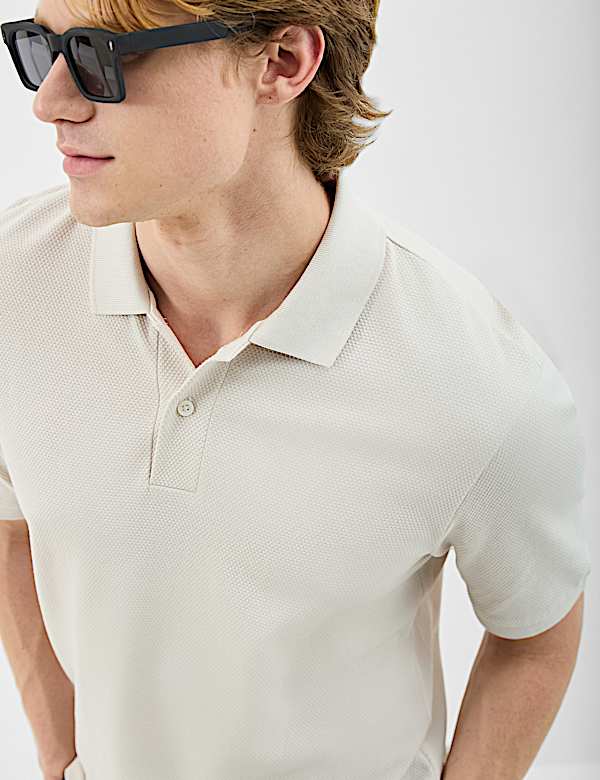 Short Sleeve Popcorn Textured Polo T-Shirt