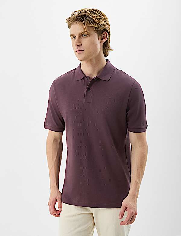 Short Sleeve Popcorn Textured Polo T-Shirt