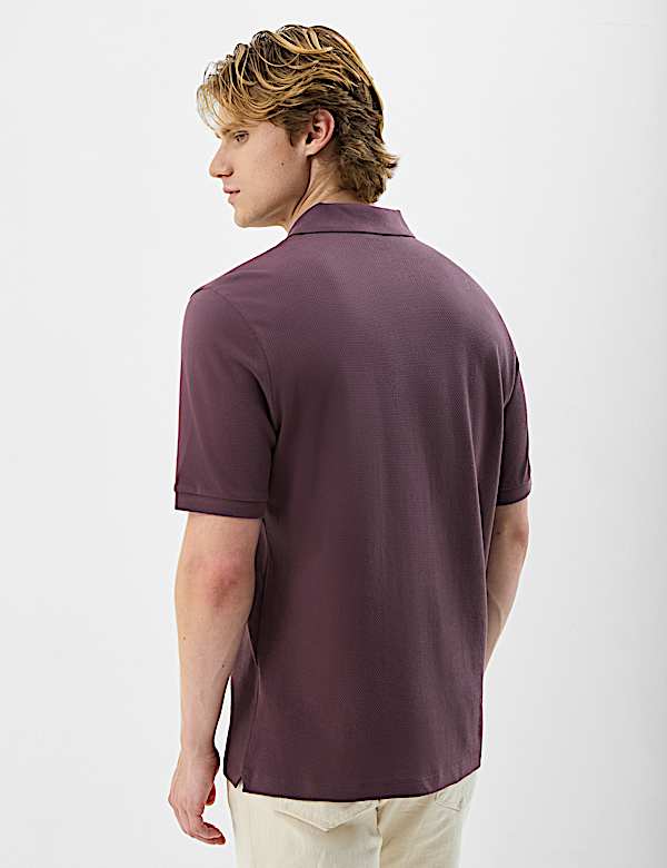 Short Sleeve Popcorn Textured Polo T-Shirt