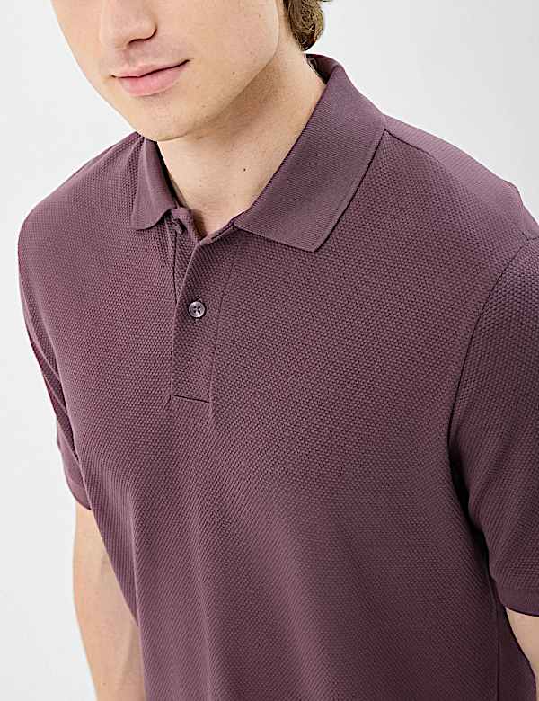 Short Sleeve Popcorn Textured Polo T-Shirt