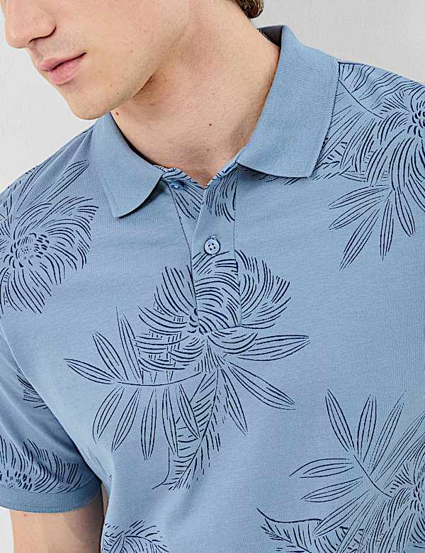 Cotton Printed Collar Polo
