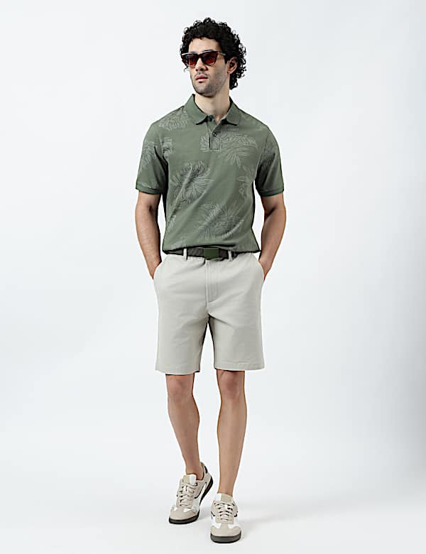 Pure Cotton Tropical Print Polo Shirt