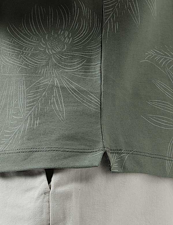 Pure Cotton Tropical Print Polo Shirt