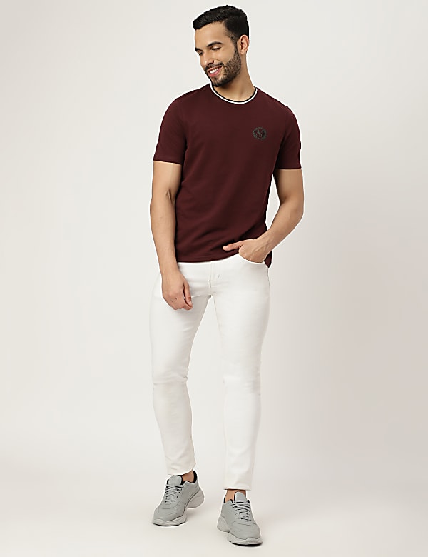 Pure Cotton Textured Crew Neck T-shirt