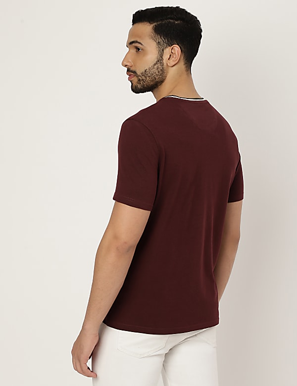 Pure Cotton Textured Crew Neck T-shirt