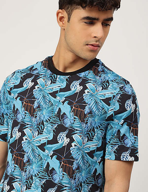 Pure Cotton Printed Crew Neck T-shirt