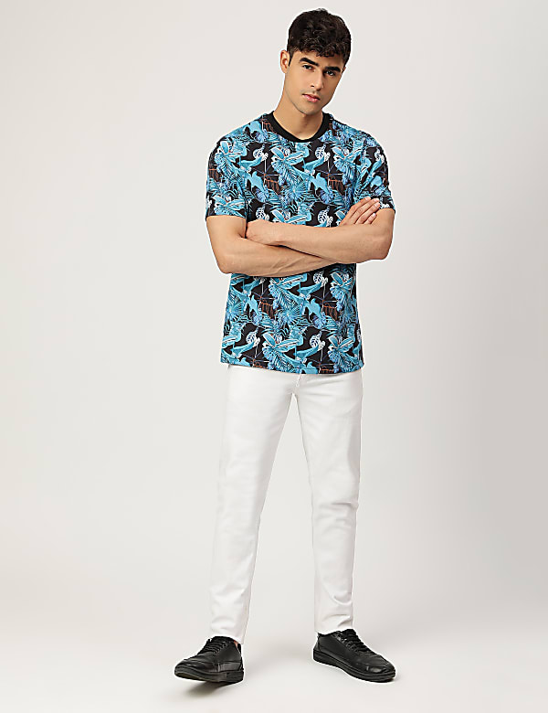 Pure Cotton Printed Crew Neck T-shirt