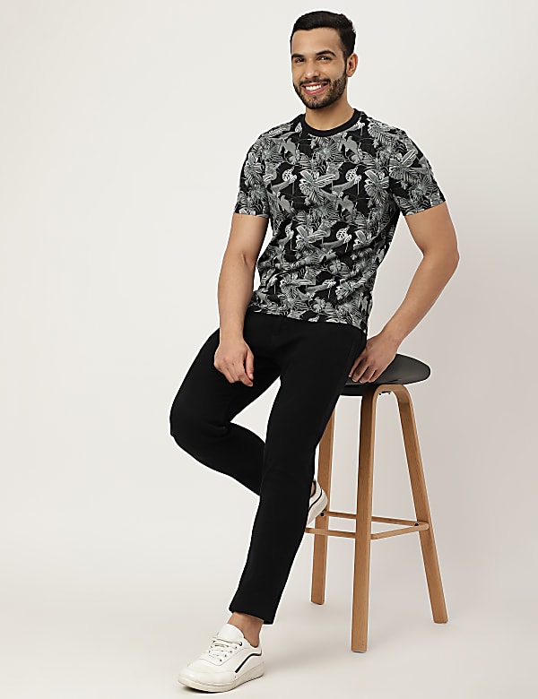 Pure Cotton Printed Crew Neck T-shirt