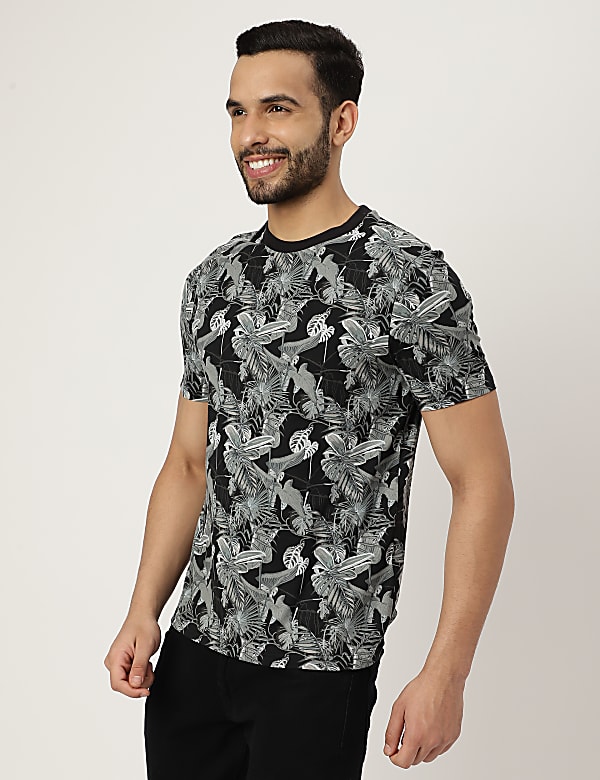 Pure Cotton Printed Crew Neck T-shirt