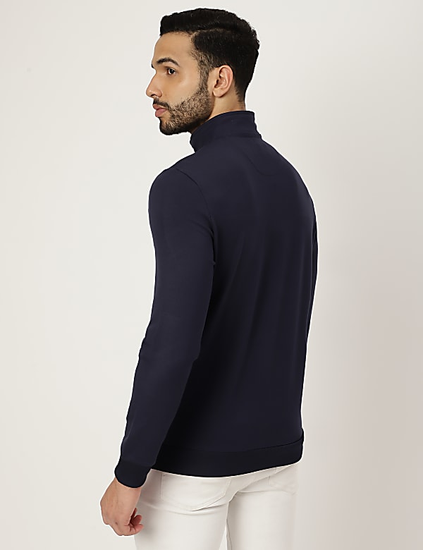Viscose Mix Colorblock High Neck Sweatshirt