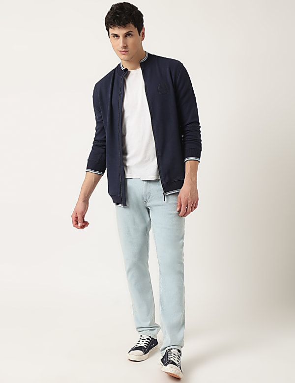 Cotton Mix Embroidered Collar Neck Jacket