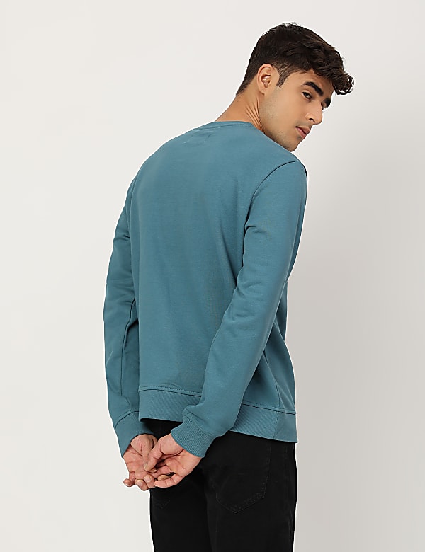 Pure Cotton Printed Crew Neck Sweatshirt