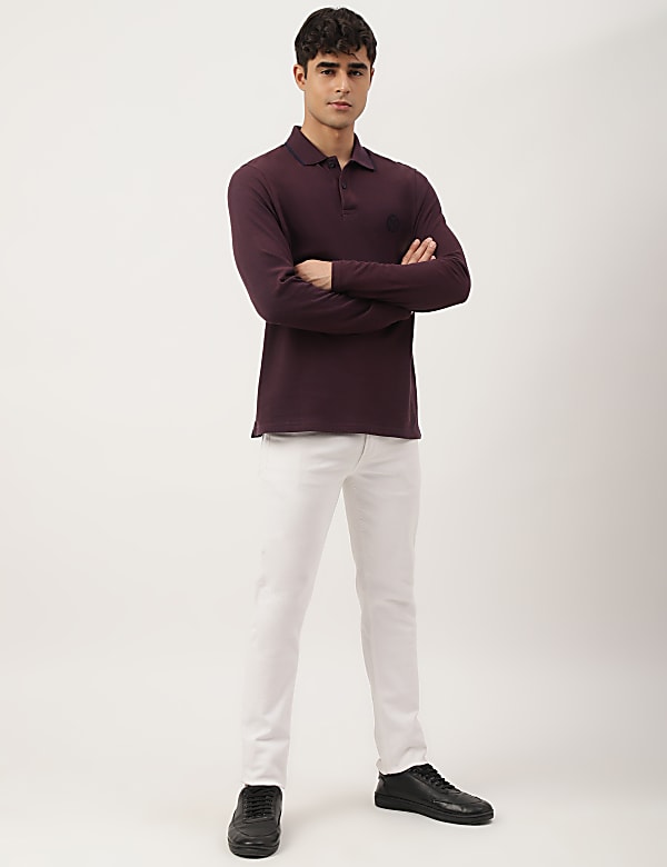 Pure Cotton Textured Polo Collar T-shirt