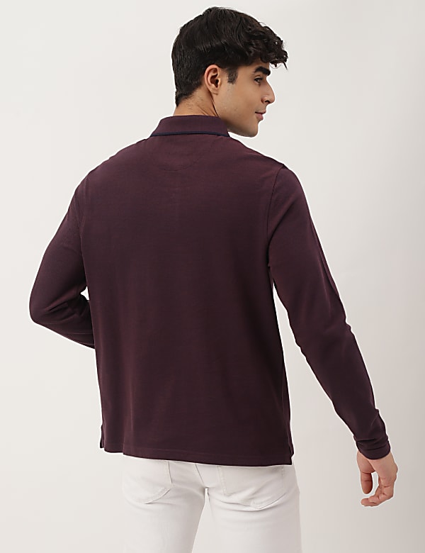 Pure Cotton Textured Polo Collar T-shirt