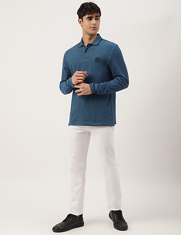 Pure Cotton Textured Polo Collar T-shirt