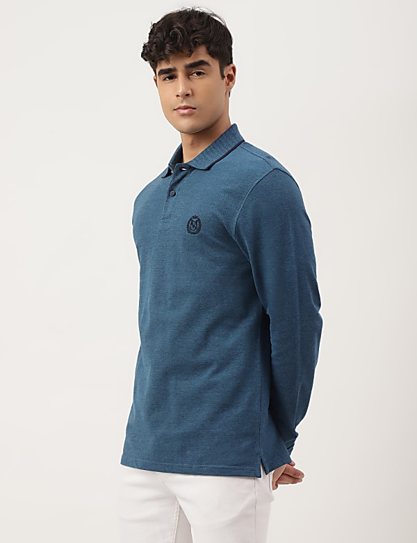 Pure Cotton Textured Polo Collar T-shirt