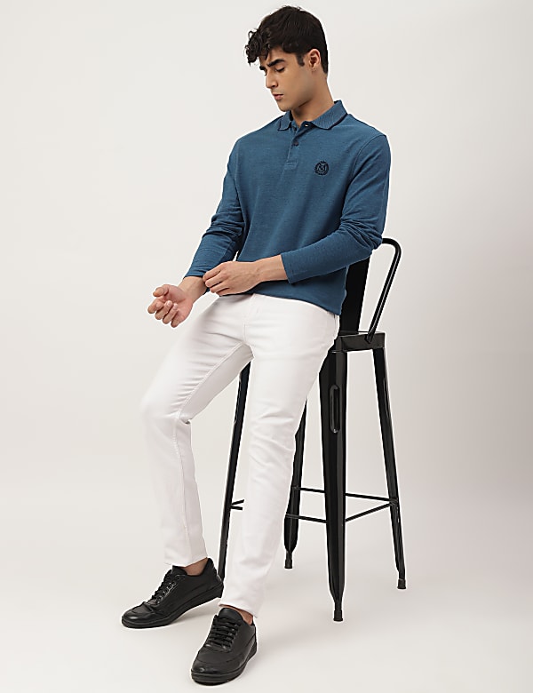 Pure Cotton Textured Polo Collar T-shirt