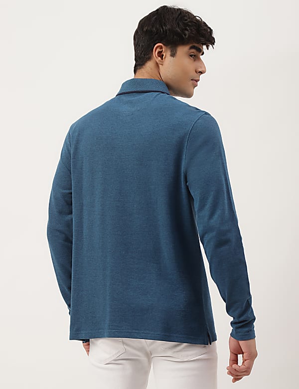 Pure Cotton Textured Polo Collar T-shirt