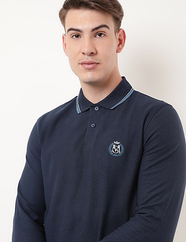 Pure Cotton Logo Polo Collar T-shirt