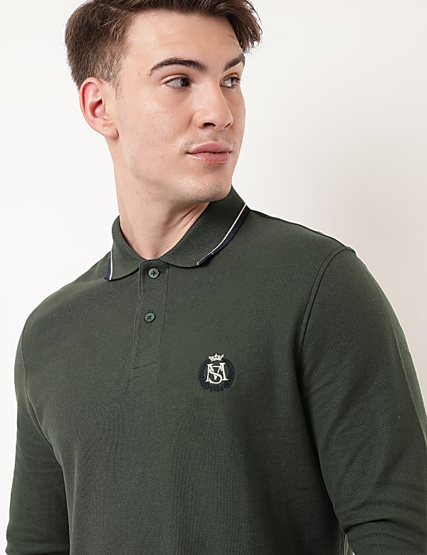 Pure Cotton Logo Polo Collar T-shirt