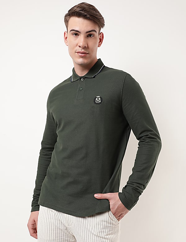 Pure Cotton Logo Polo Collar T-shirt