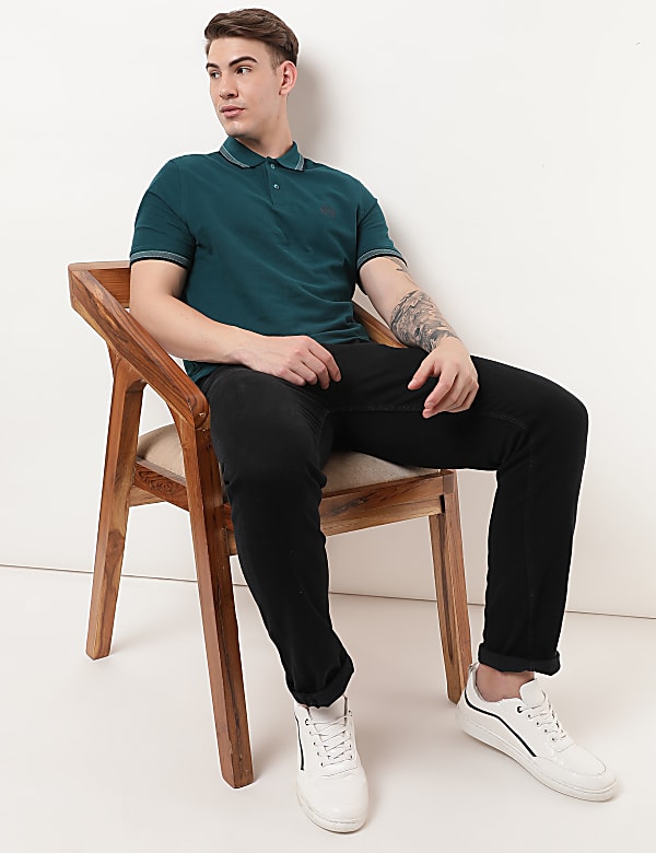 Pure Cotton Logo Polo Collar T-shirt