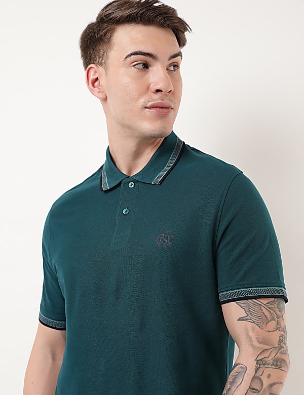 Pure Cotton Logo Polo Collar T-shirt